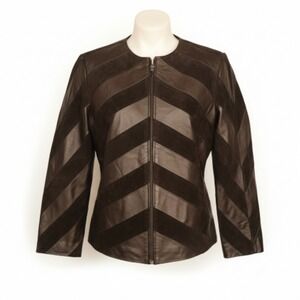 JDS Collection Women's Black Leather & Suede Slim Fit Stylish Jacket Size Medium